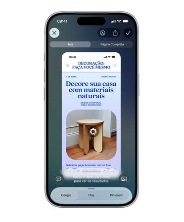 O iPhone mostra uma coleção de imagens com diferentes luminárias em formato de cogumelo da Etsy, ao lado de abas do Google e do Pinterest