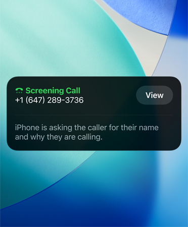 Phone app showing Call Screening feature in use