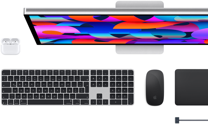 Accesorios para el Mac: AirPods, Studio Display, Magic Keyboard, Magic Mouse, Magic Trackpad, cable de carga MagSafe