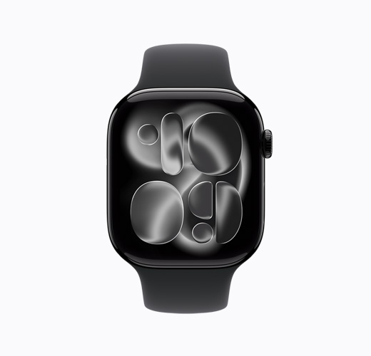 亮黑色鋁金屬錶殼的 Apple Watch Series 11，正面外觀
