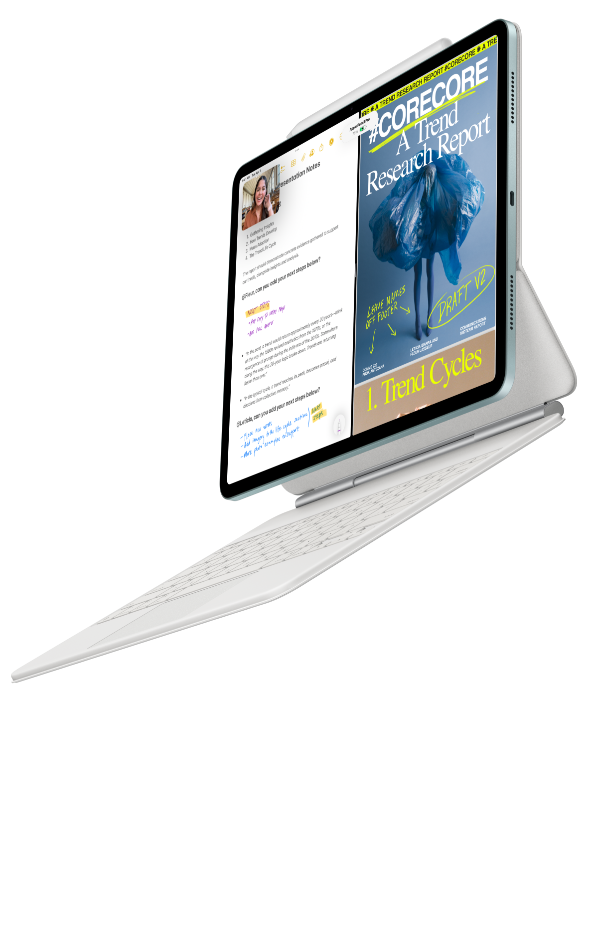 iPad Air pričvršćen na Magic Keyboard za iPad Air i Apple Pencil Pro