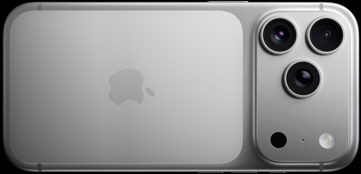 iPhone 17 Pro, Silber, Rückseite, Pro Fusion Kamera-System, 3 Objektive, Mikrofon, Blitz