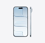 天藍色 iPhone Air 的正面外觀，展示頂部中央的動態島；機身側面展示極纖薄外形、側邊按鈕和相機控制按鈕