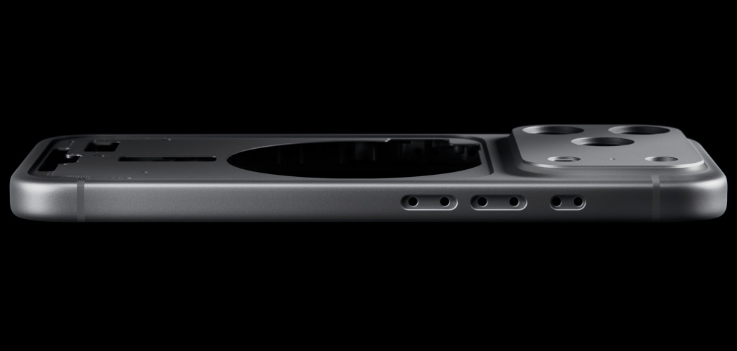 iPhone 17 Pro 背面外觀，展示鍛造鋁金屬一體式機身