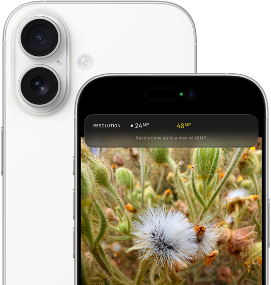 iPhone 17, taustapuoli, pyöristetyt kulmat, Dual Fusion -kamerajärjestelmä vasemmassa yläkulmassa, valkoinen väri, etupuoli, Dynamic Island, pyöristetyt kulmat