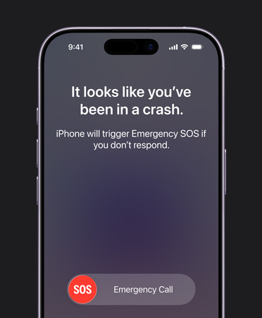 iPhone 17, etupuoli, pyöristetyt kulmat, kolarintunnistusominaisuus käytössä