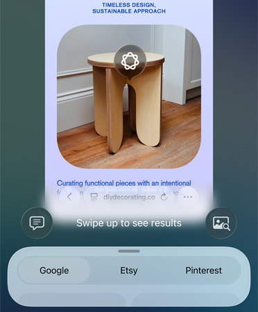 Visual Intelligence feature in use