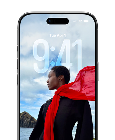 Ein iPhone Sperrbildschirm mit Uhrzeit, die an das gezeigte Foto angepasst ist