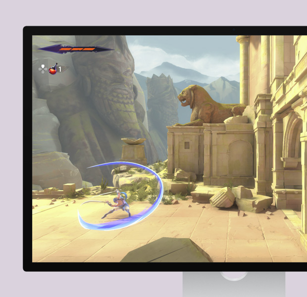 俯視圖展示銀色 Mac mini 擺放在桌上，有連接線和快閃儲存插在不同連接埠，旁邊放有無線鍵盤、觸控板、iPhone 和筆記簿。