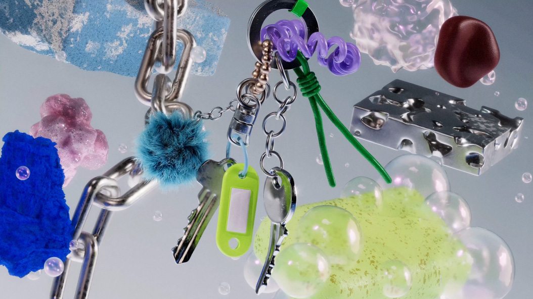 銀色 Mac mini 展示機身前面連接埠，擺放在顯示器下方，螢幕上顯示一張細膩奪目的平面設計圖，表達 Mac mini 配備 M4 和 M4 Pro 的強勁 GPU 效能。