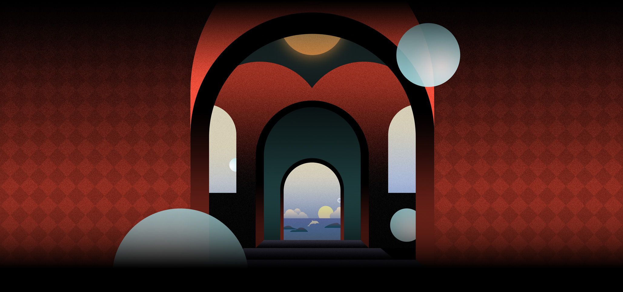 Illustration très stylisée de l’intérieur d’un immeuble