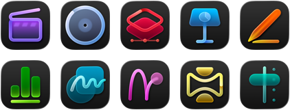 Apps Apple Creator Studio, Final Cut Pro, Logic Pro, Pixelmator Pro, Keynote, Pages, Numbers, Freeform, Motion, Compressor, MainStage