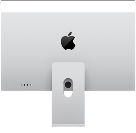 Achteraanzicht van Studio Display XDR met in hoek en hoogte verstelbare standaard, met de breedte in beeld